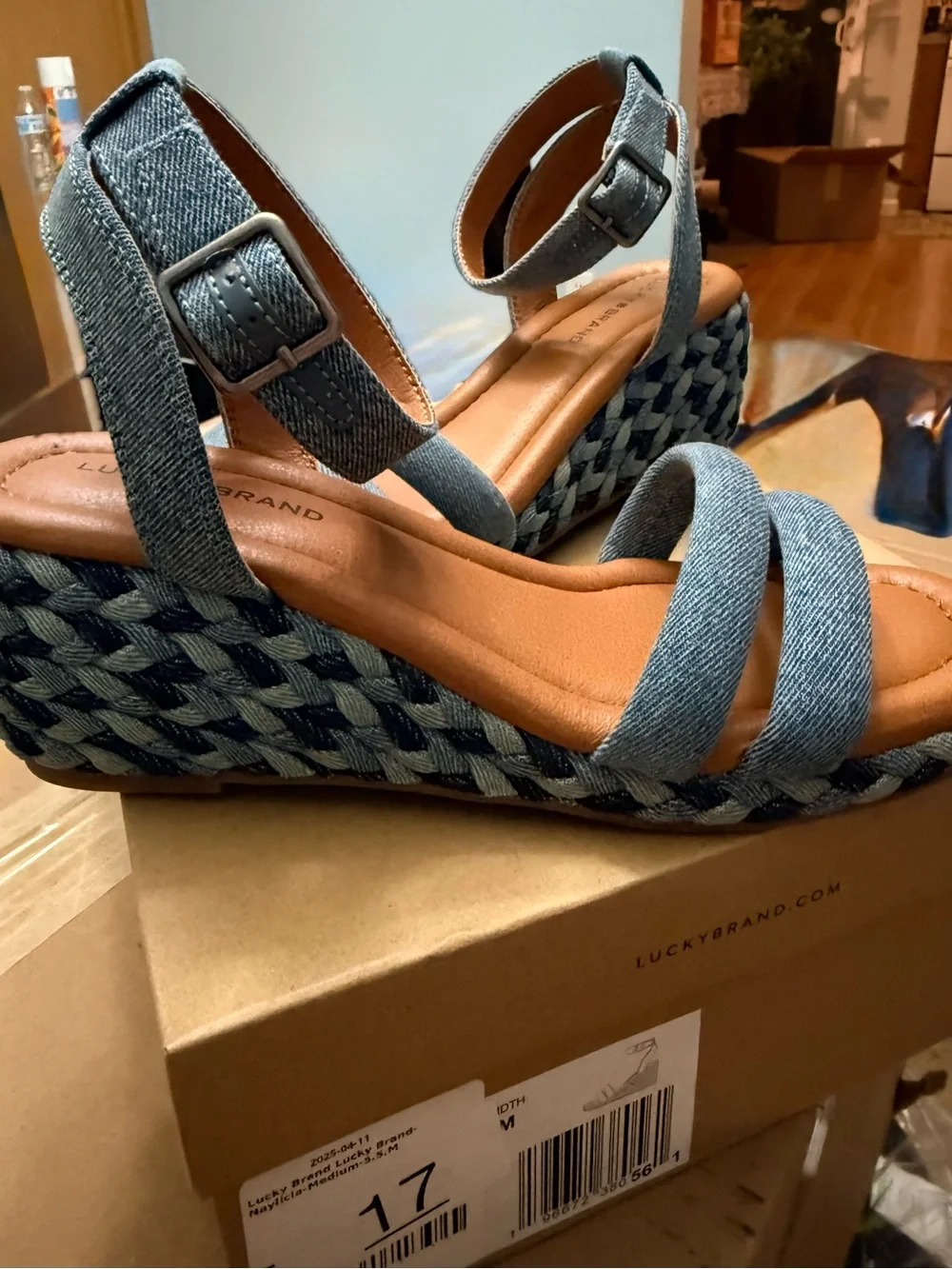 Lucky Brand Denim Blue Braided Wedge Sandal